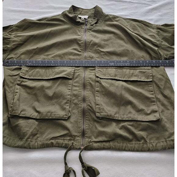 Perch by Blu Pepper Green Front Zip Cropped Jacket Sz 1X Plus Military - Picture 6 of 10